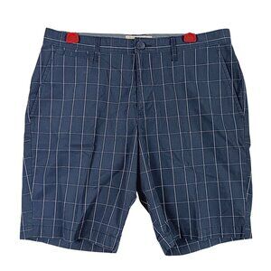 Penguin Mens Blue Plaid Checkered Chino Shorts Size 33 Casual Walking Golf